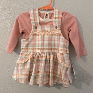 Burt’s Bees Baby - Pink and Cream Plaid Set - 6-9 months ORGANIC